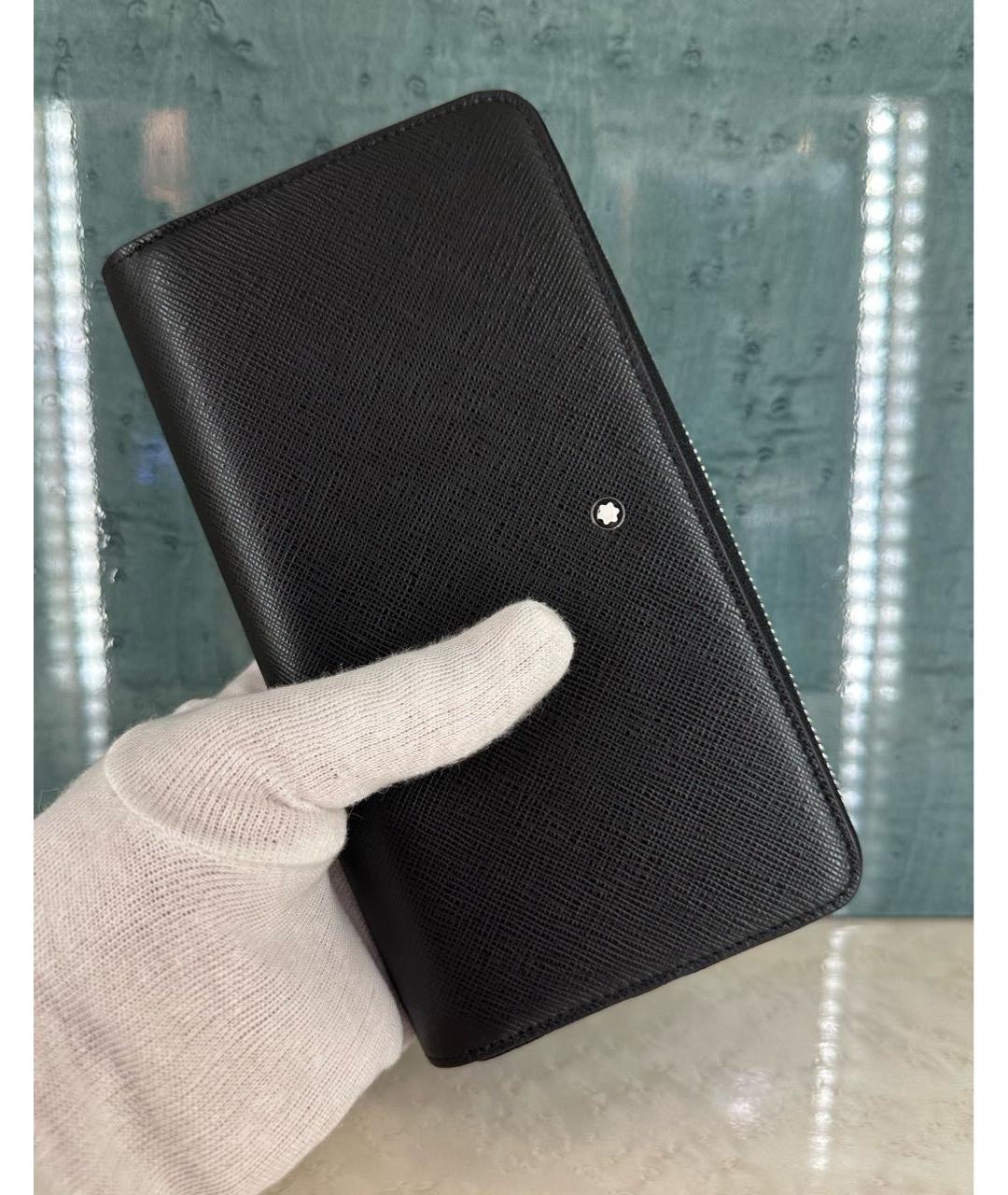 MONTBLANC Черный кожаный кошелек, фото 7