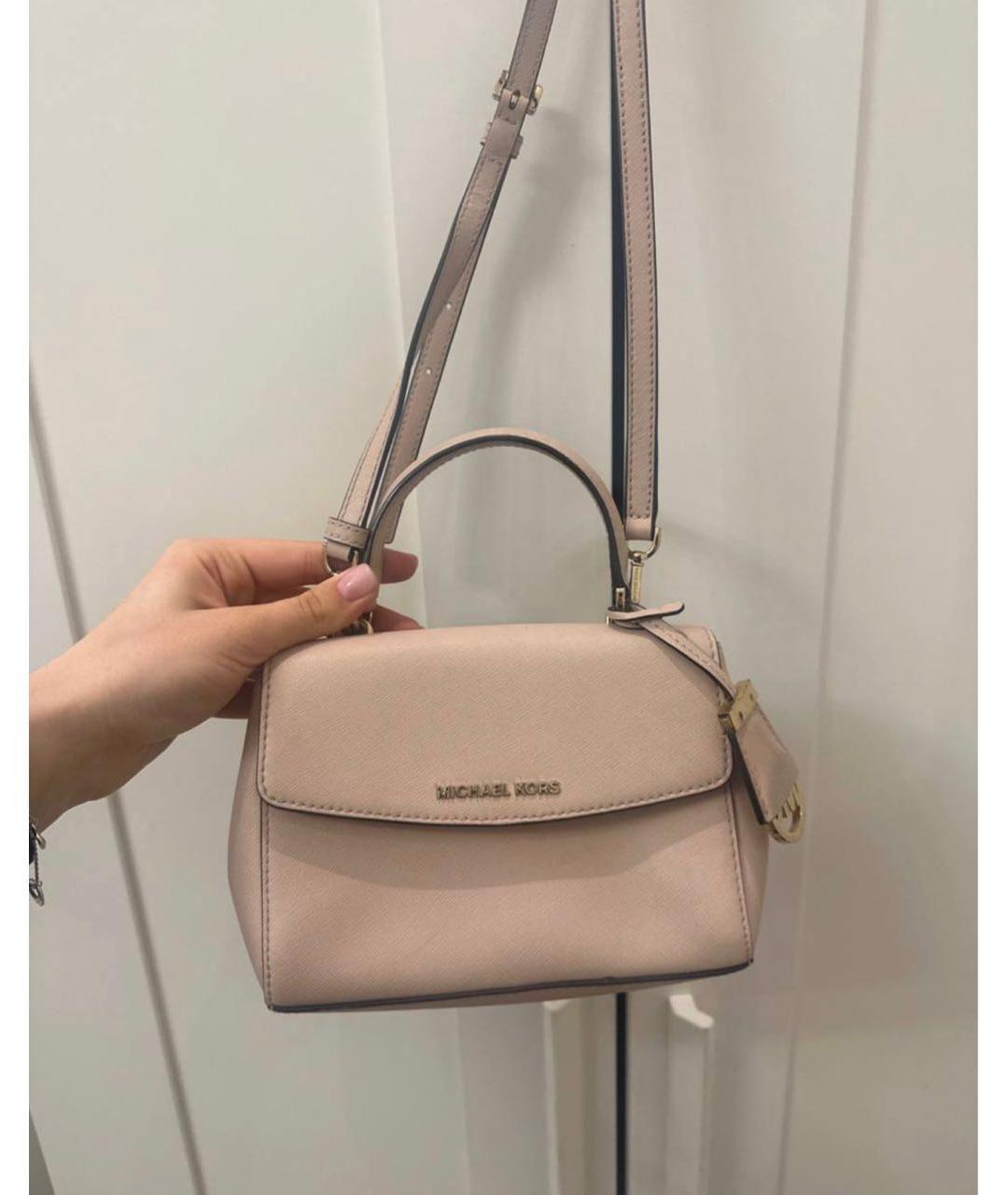 MICHAEL KORS Розовая кожаная сумка с короткими ручками, фото 5