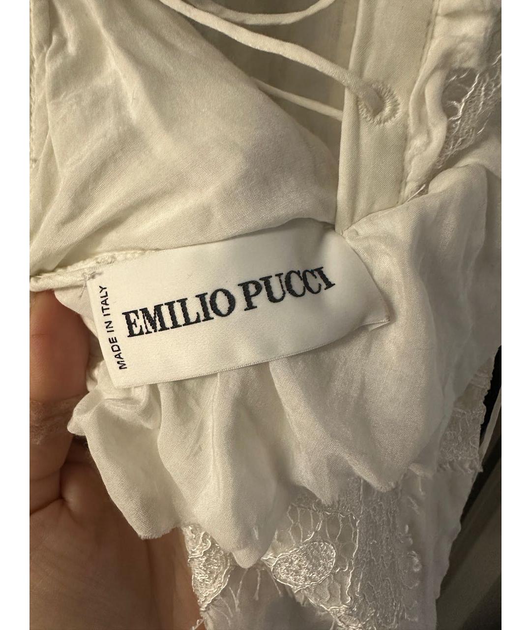 EMILIO PUCCI Белое шелковое коктейльное платье, фото 4