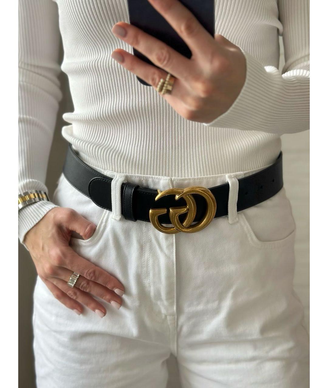 GUCCI Черный кожаный ремень, фото 5