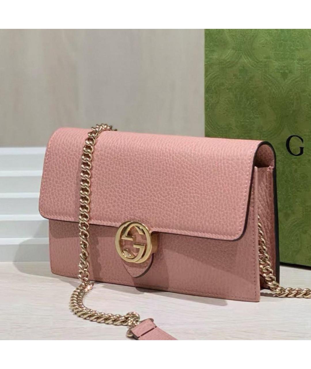 GUCCI Розовая кожаная сумка через плечо, фото 4