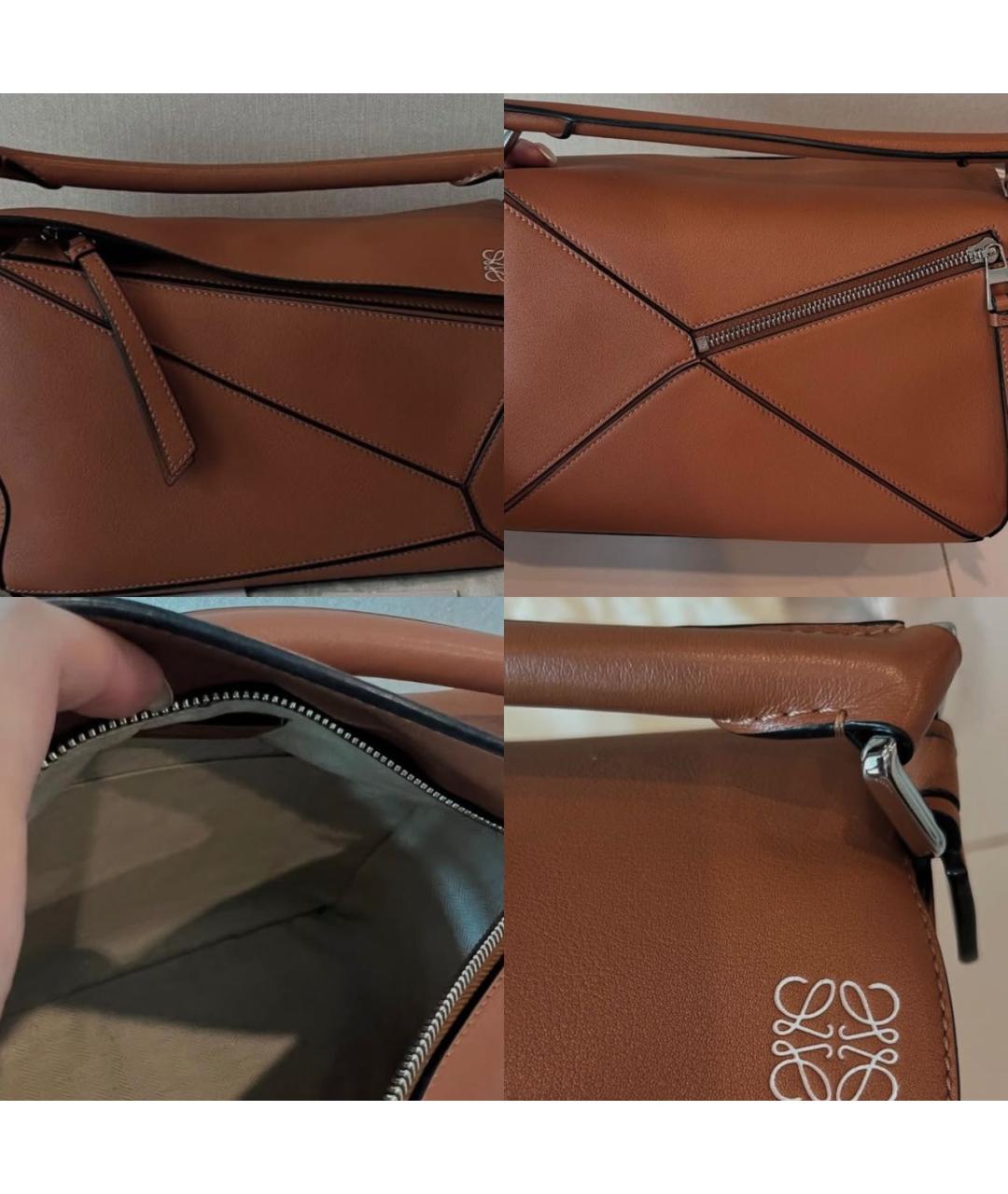 LOEWE Коричневая кожаная сумка с короткими ручками, фото 2