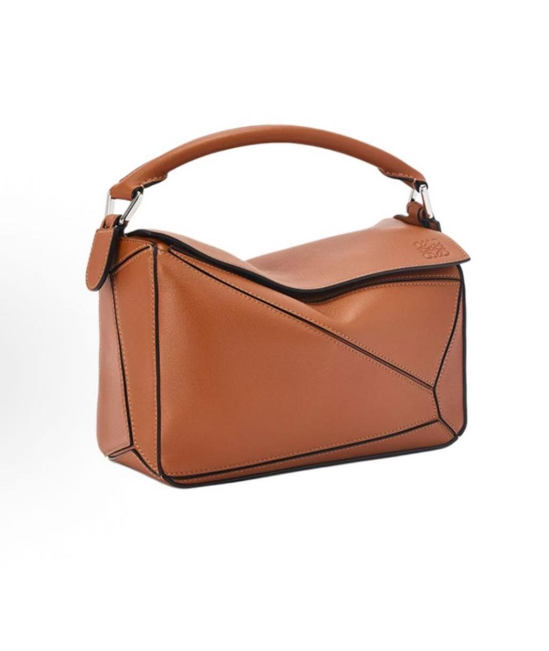 LOEWE Коричневая кожаная сумка с короткими ручками, фото 3