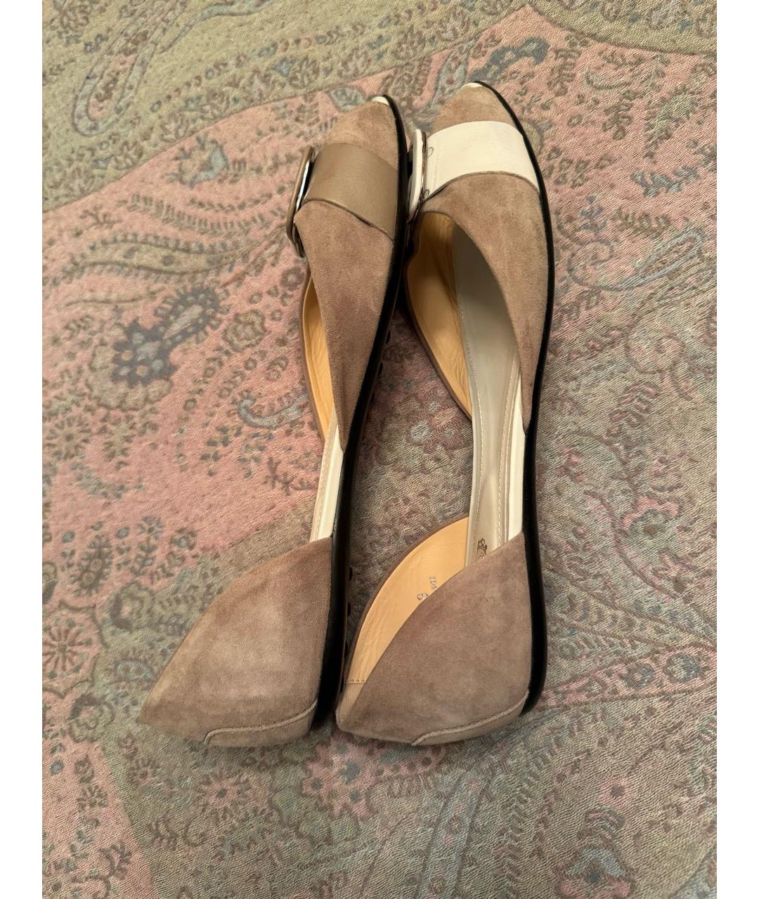 TOD'S Бежевые замшевые балетки, фото 9