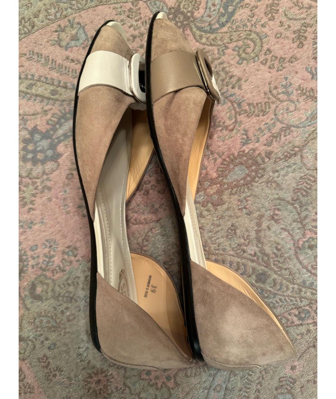 TOD'S Бежевые замшевые балетки, фото 4