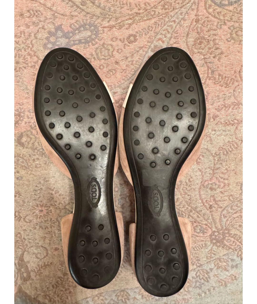 TOD'S Бежевые замшевые балетки, фото 6