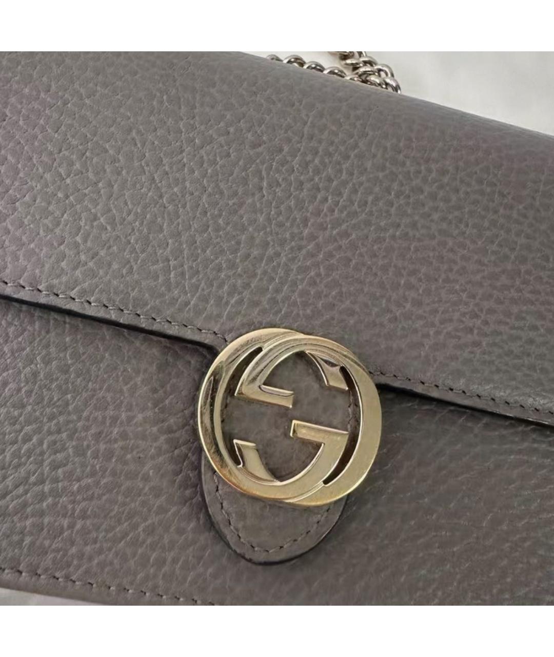 GUCCI Серая кожаная сумка через плечо, фото 3