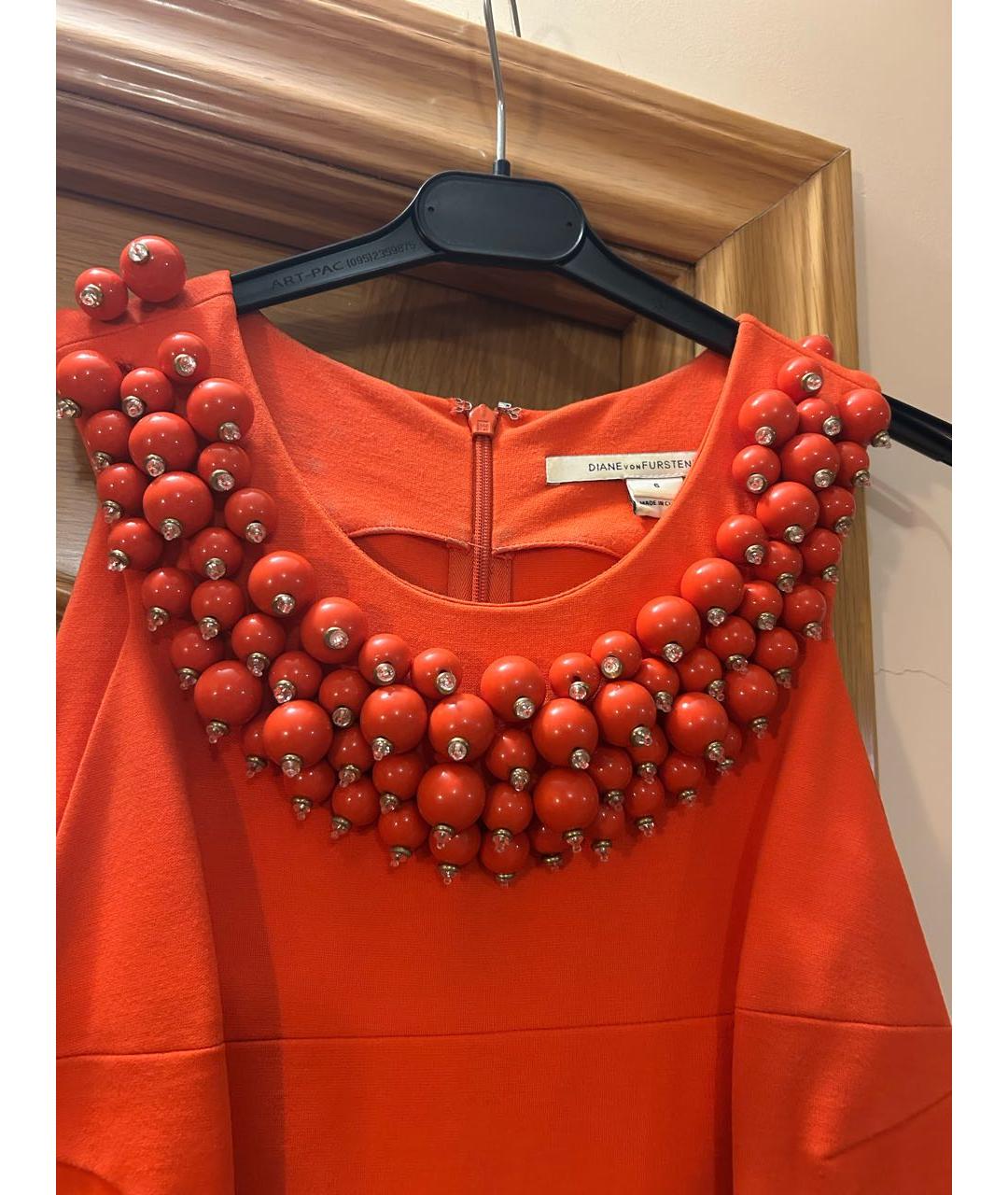 DIANE VON FURSTENBERG Оранжевое вискозное коктейльное платье, фото 3