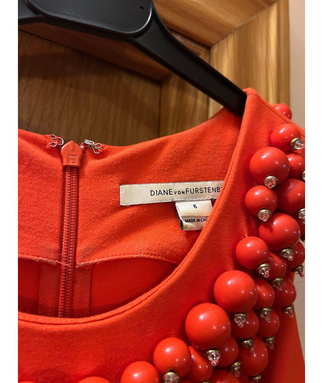 DIANE VON FURSTENBERG Оранжевое вискозное коктейльное платье, фото 4