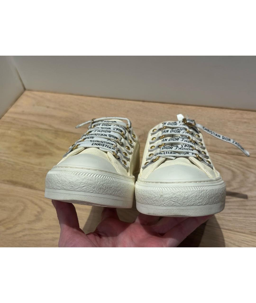 CHRISTIAN DIOR Бежевые текстильные кеды, фото 6