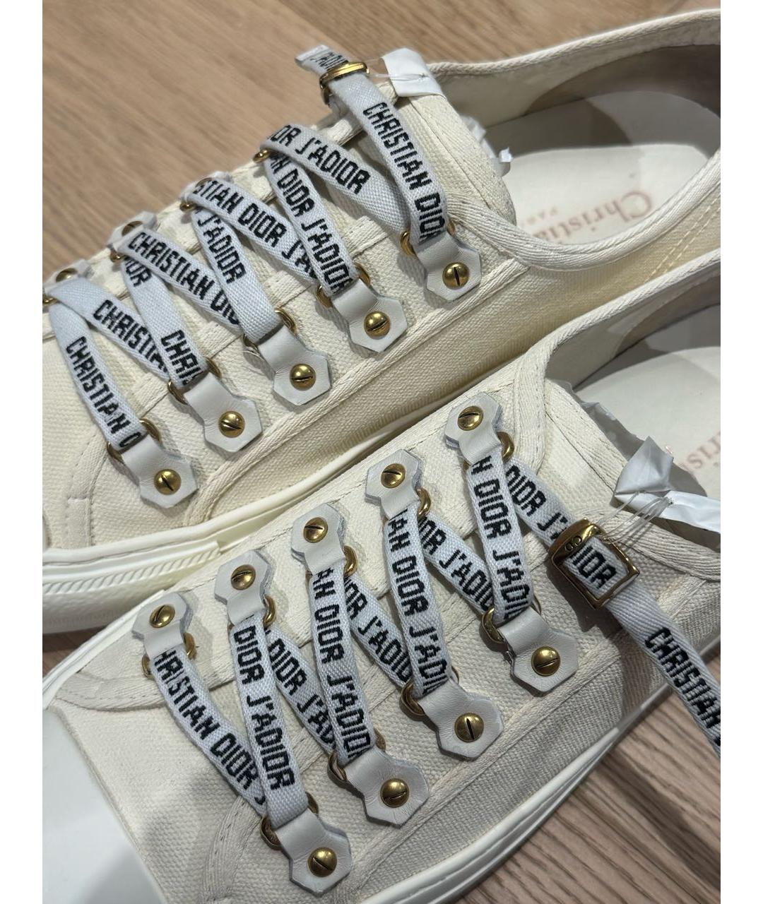 CHRISTIAN DIOR Бежевые текстильные кеды, фото 8