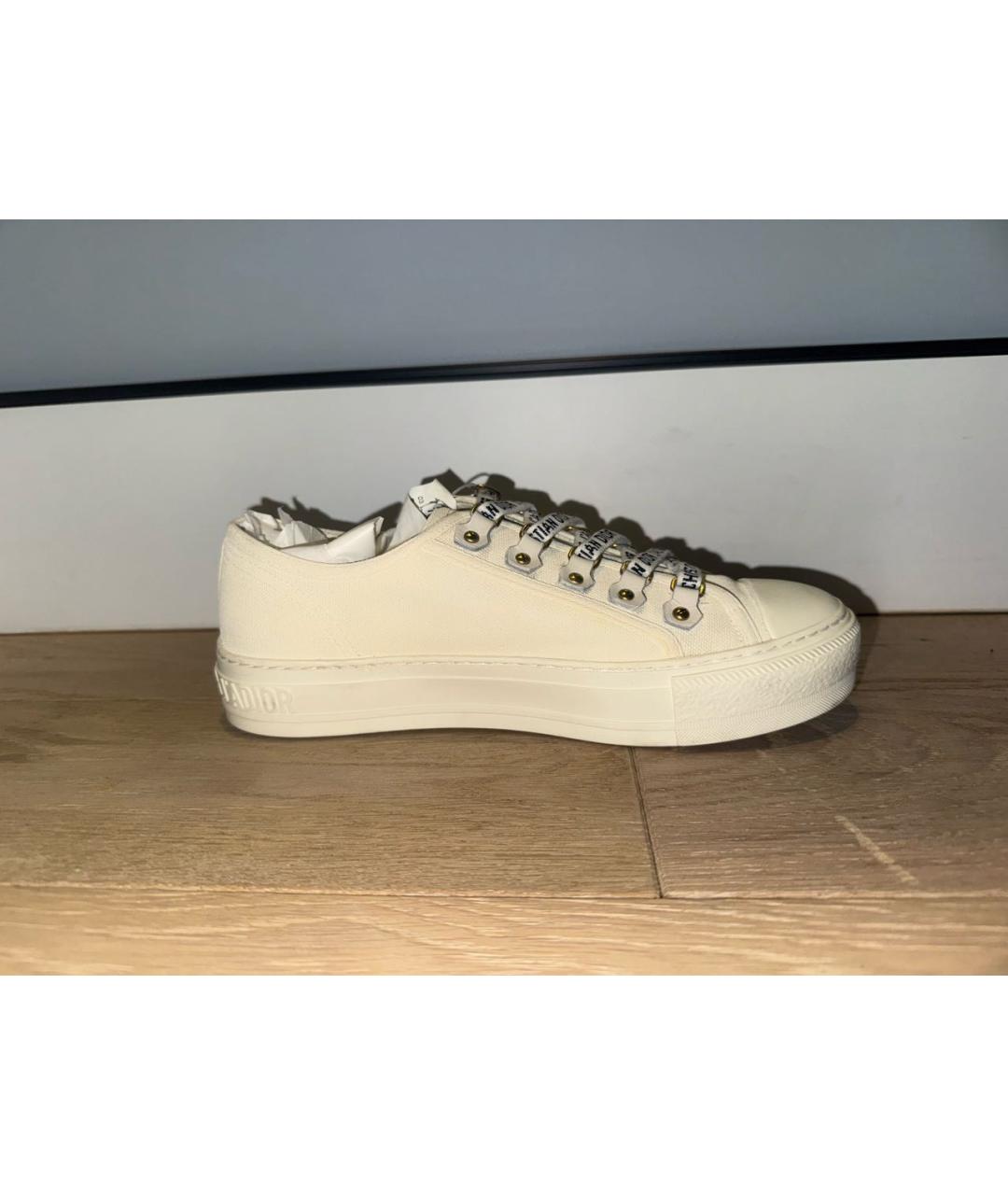 CHRISTIAN DIOR Бежевые текстильные кеды, фото 9