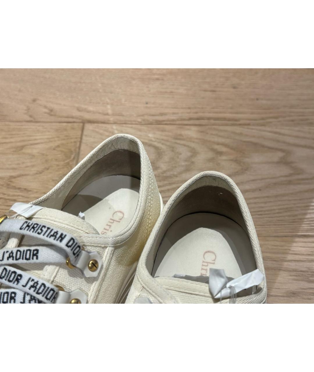 CHRISTIAN DIOR Бежевые текстильные кеды, фото 7