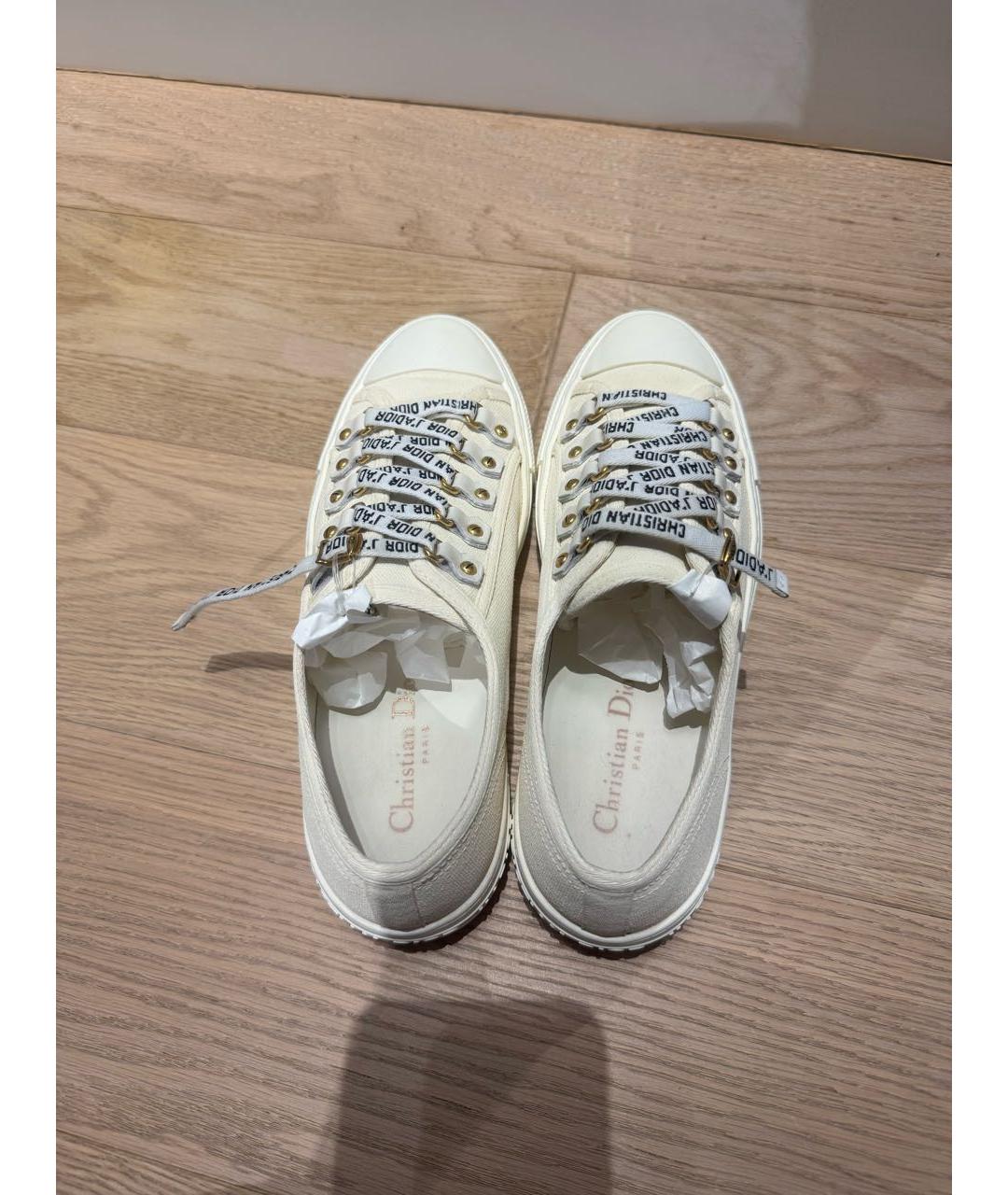 CHRISTIAN DIOR Бежевые текстильные кеды, фото 3