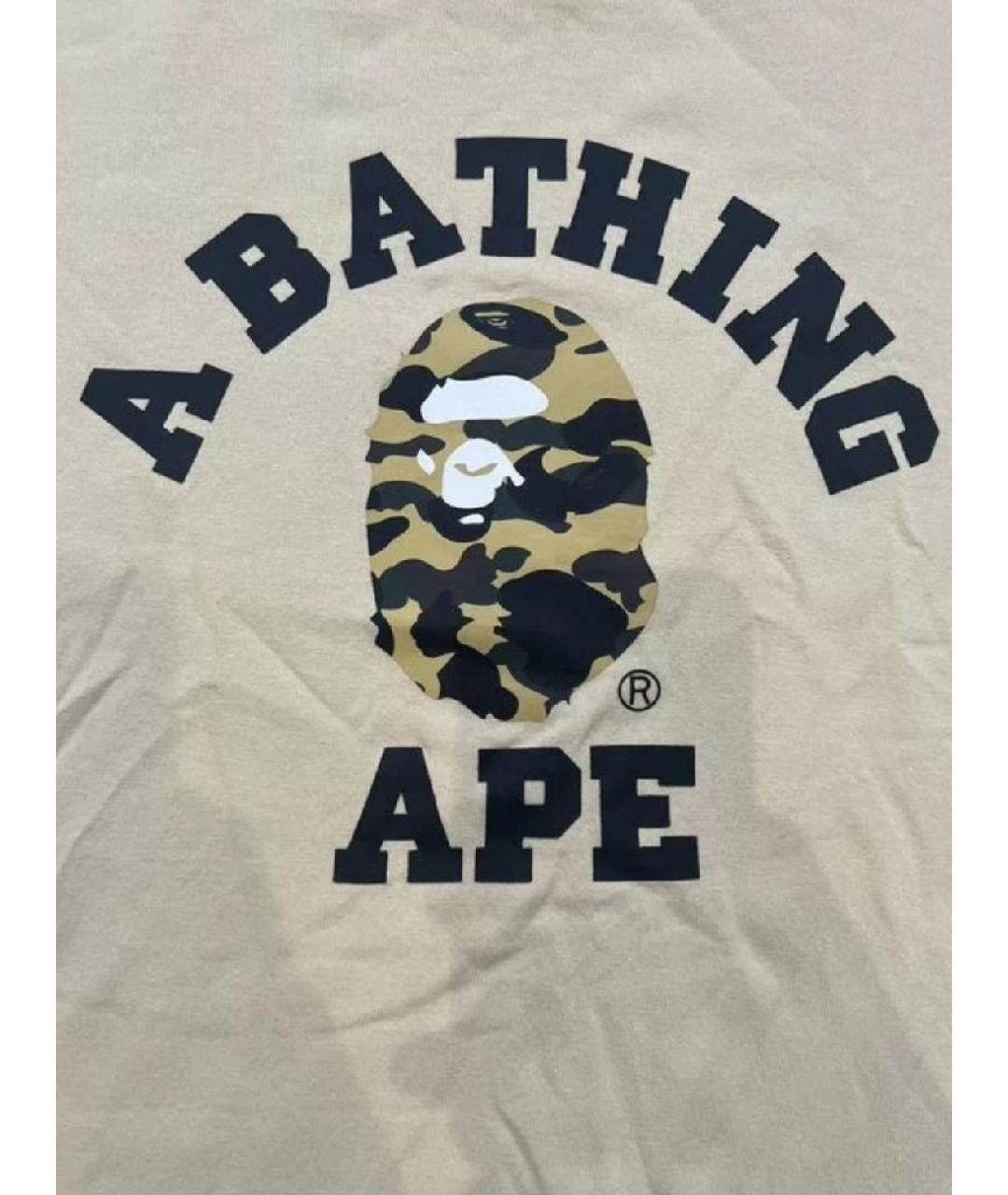 A BATHING APE Бежевая хлопковая футболка, фото 2