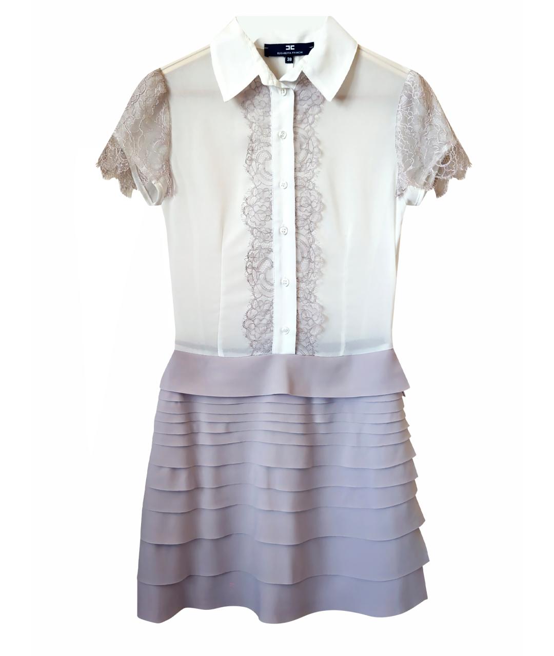 ELISABETTA FRANCHI Бежевое вискозное коктейльное платье, фото 1