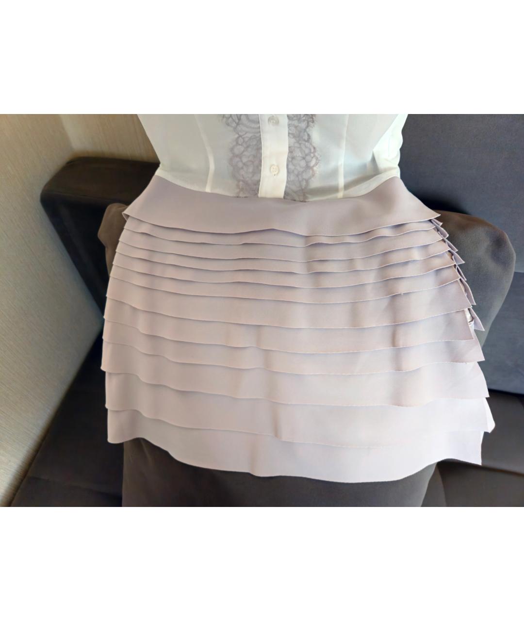 ELISABETTA FRANCHI Бежевое вискозное коктейльное платье, фото 7