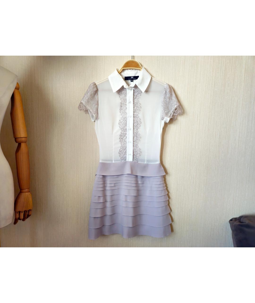 ELISABETTA FRANCHI Бежевое вискозное коктейльное платье, фото 9