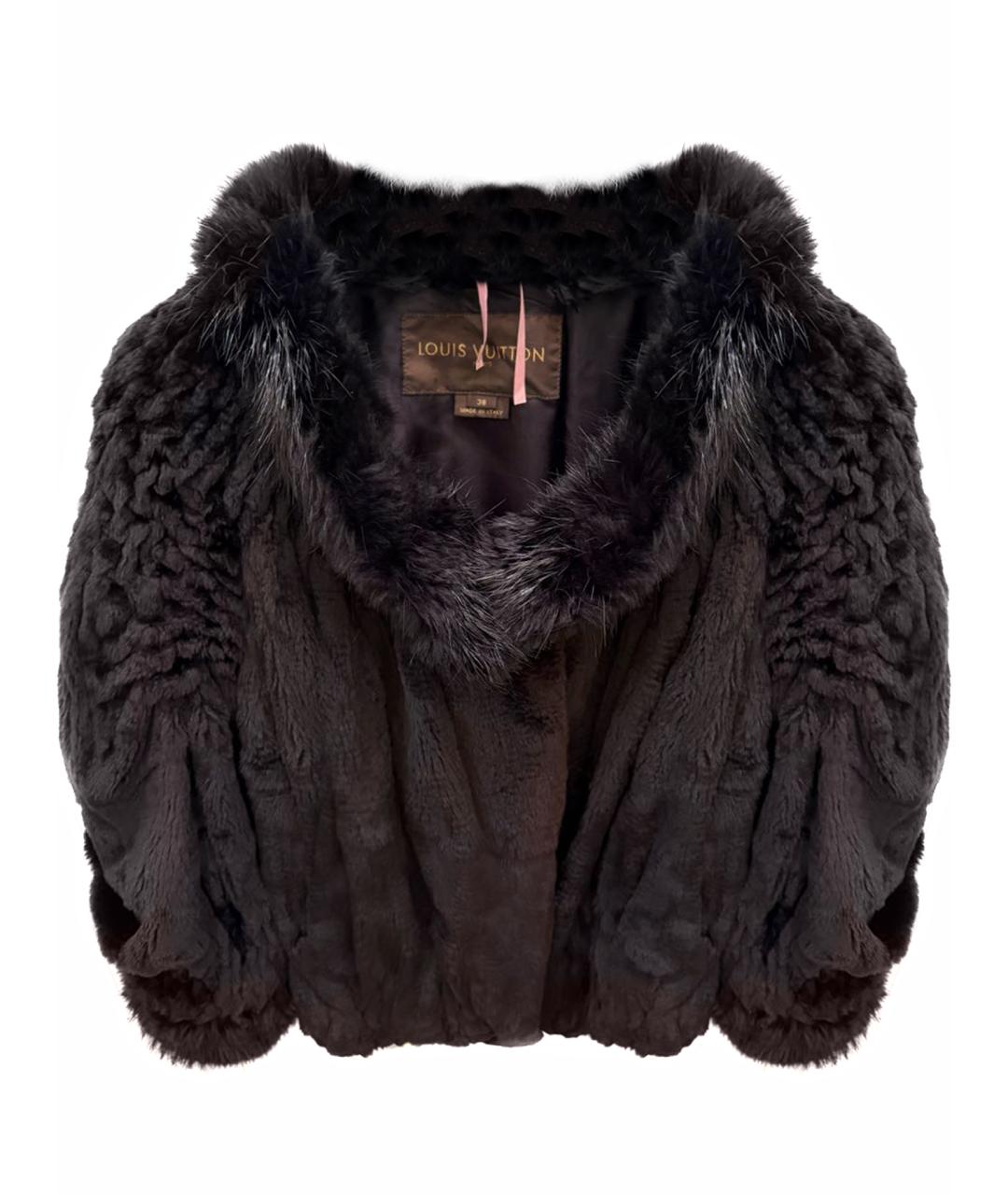 LOUIS VUITTON Коричневая меховая шуба, фото 1