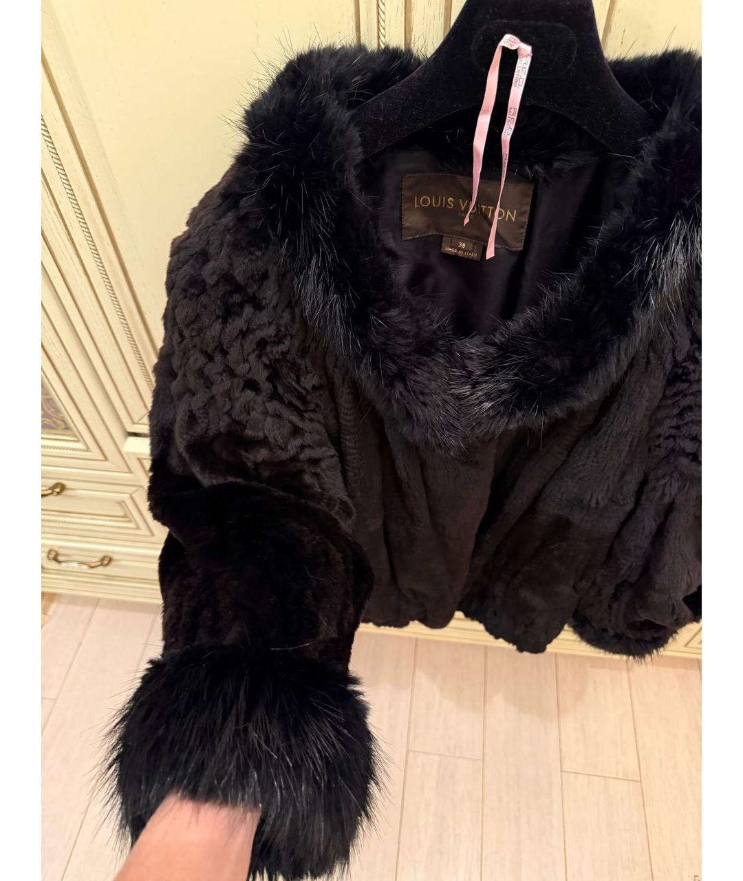 LOUIS VUITTON Коричневая меховая шуба, фото 4