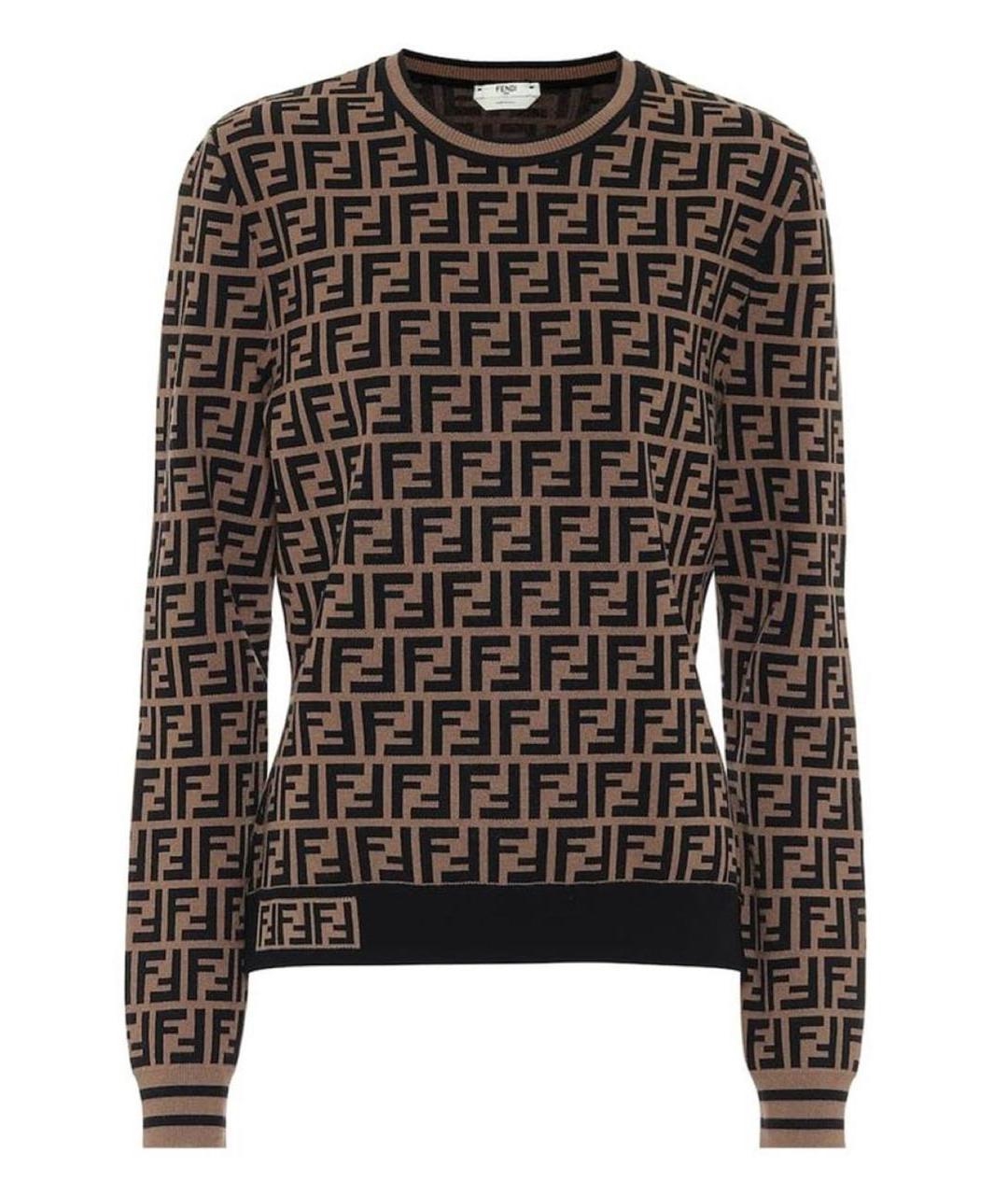 FENDI Коричневый вискозный джемпер / свитер, фото 1