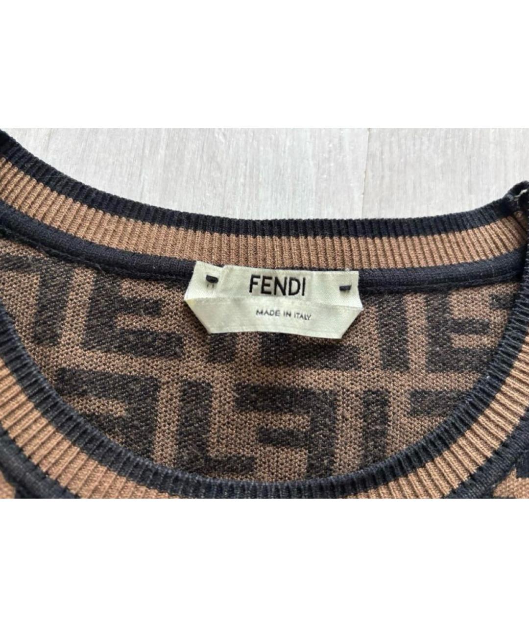 FENDI Коричневый вискозный джемпер / свитер, фото 5