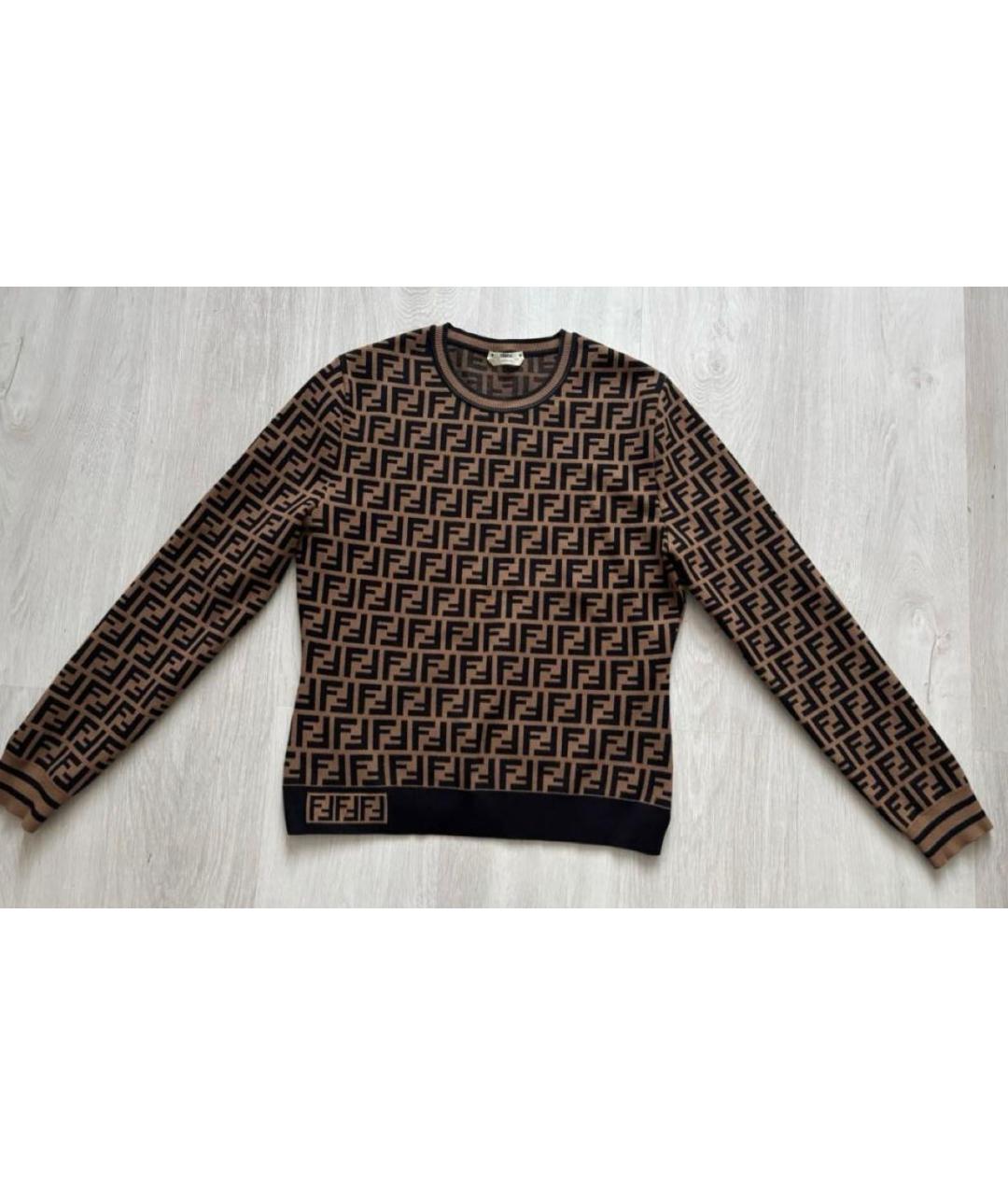 FENDI Коричневый вискозный джемпер / свитер, фото 3
