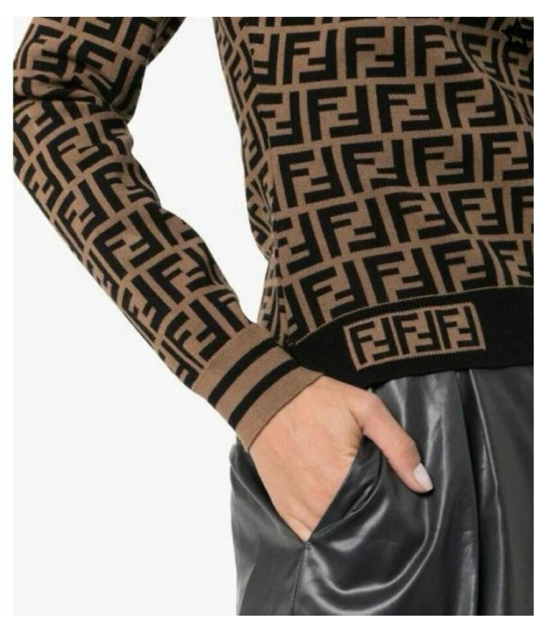 FENDI Коричневый вискозный джемпер / свитер, фото 4