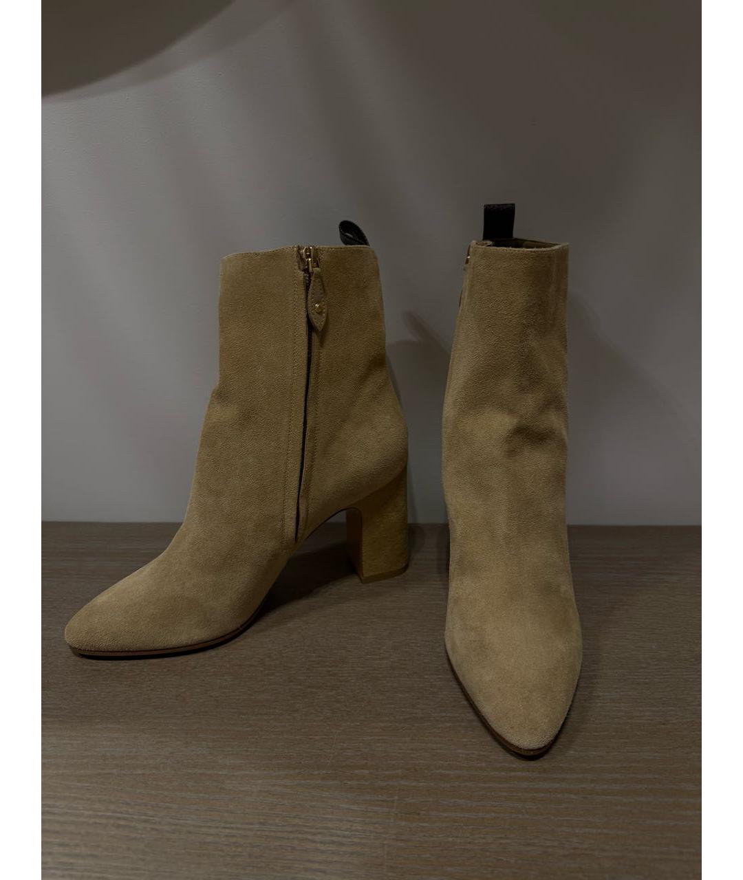 LOUIS VUITTON Бежевые замшевые ботильоны, фото 9