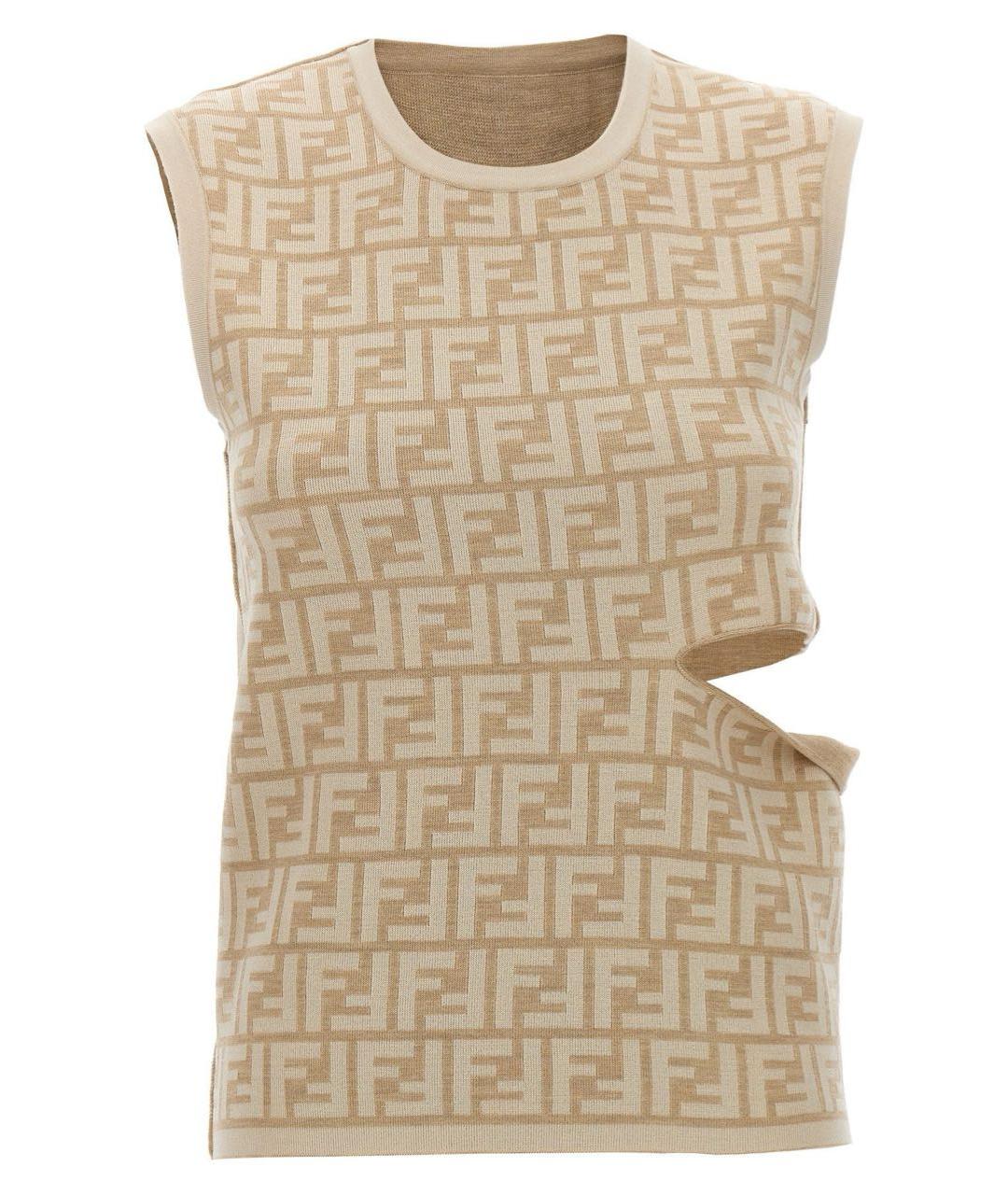 FENDI Бежевый шерстяной джемпер / свитер, фото 1