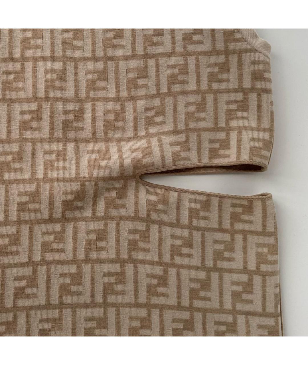FENDI Бежевый шерстяной джемпер / свитер, фото 4