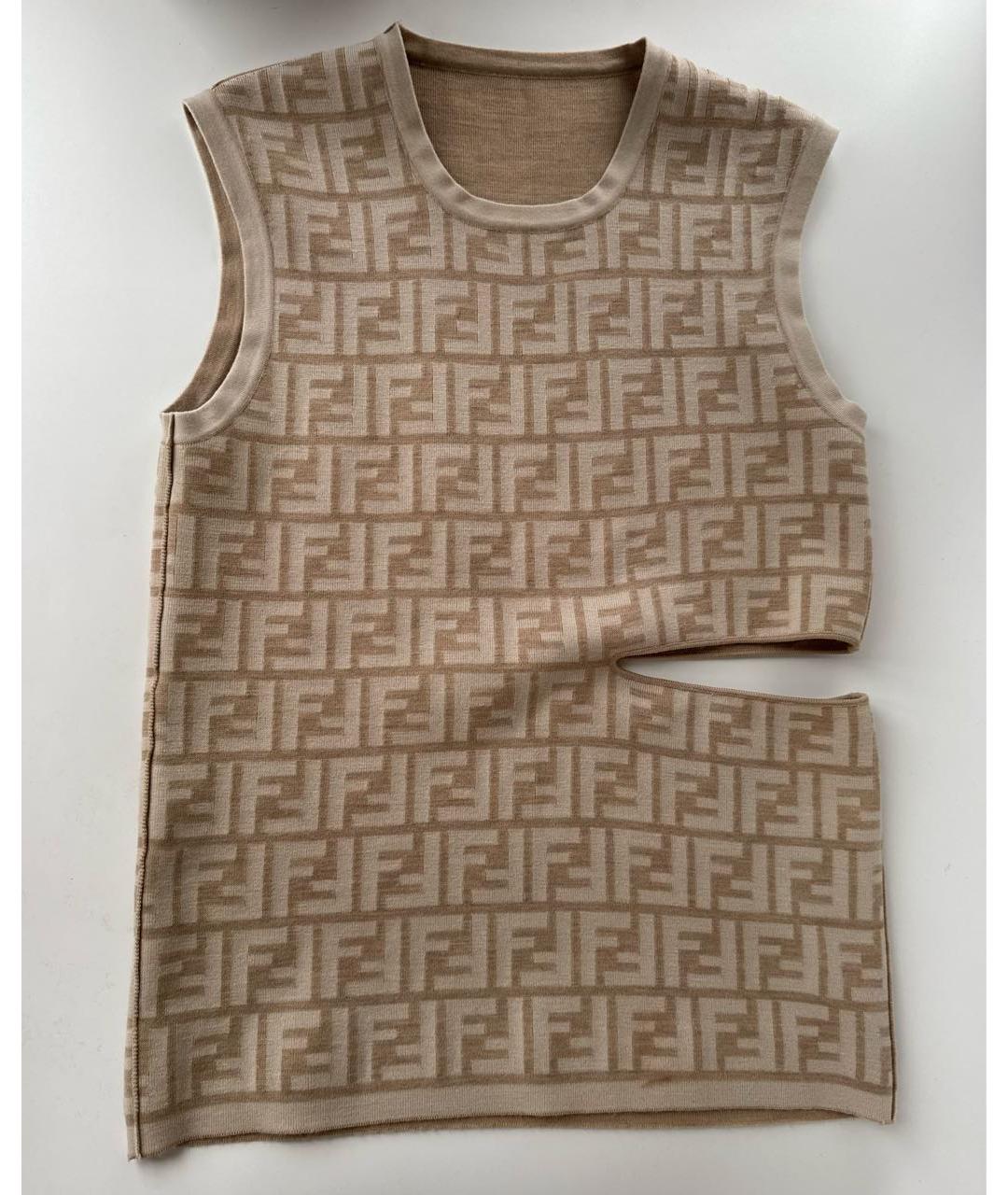FENDI Бежевый шерстяной джемпер / свитер, фото 7