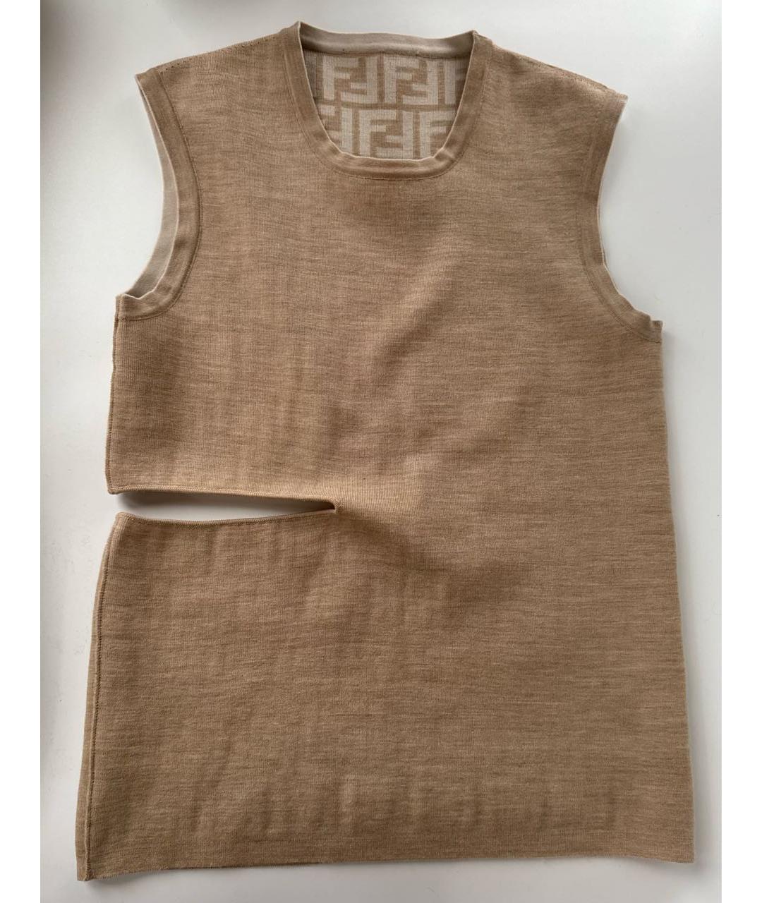 FENDI Бежевый шерстяной джемпер / свитер, фото 5