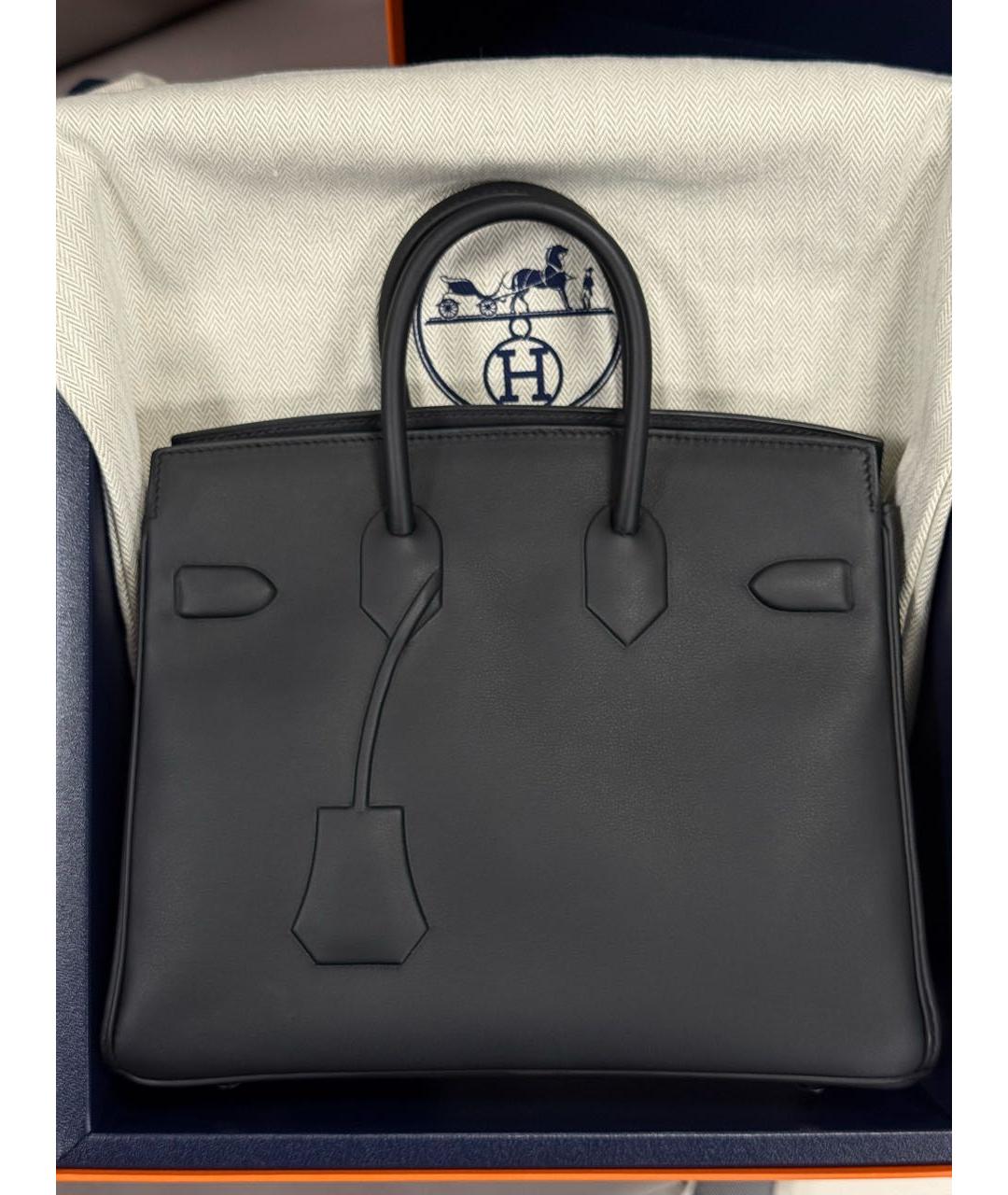 HERMES Черная кожаная сумка тоут, фото 4