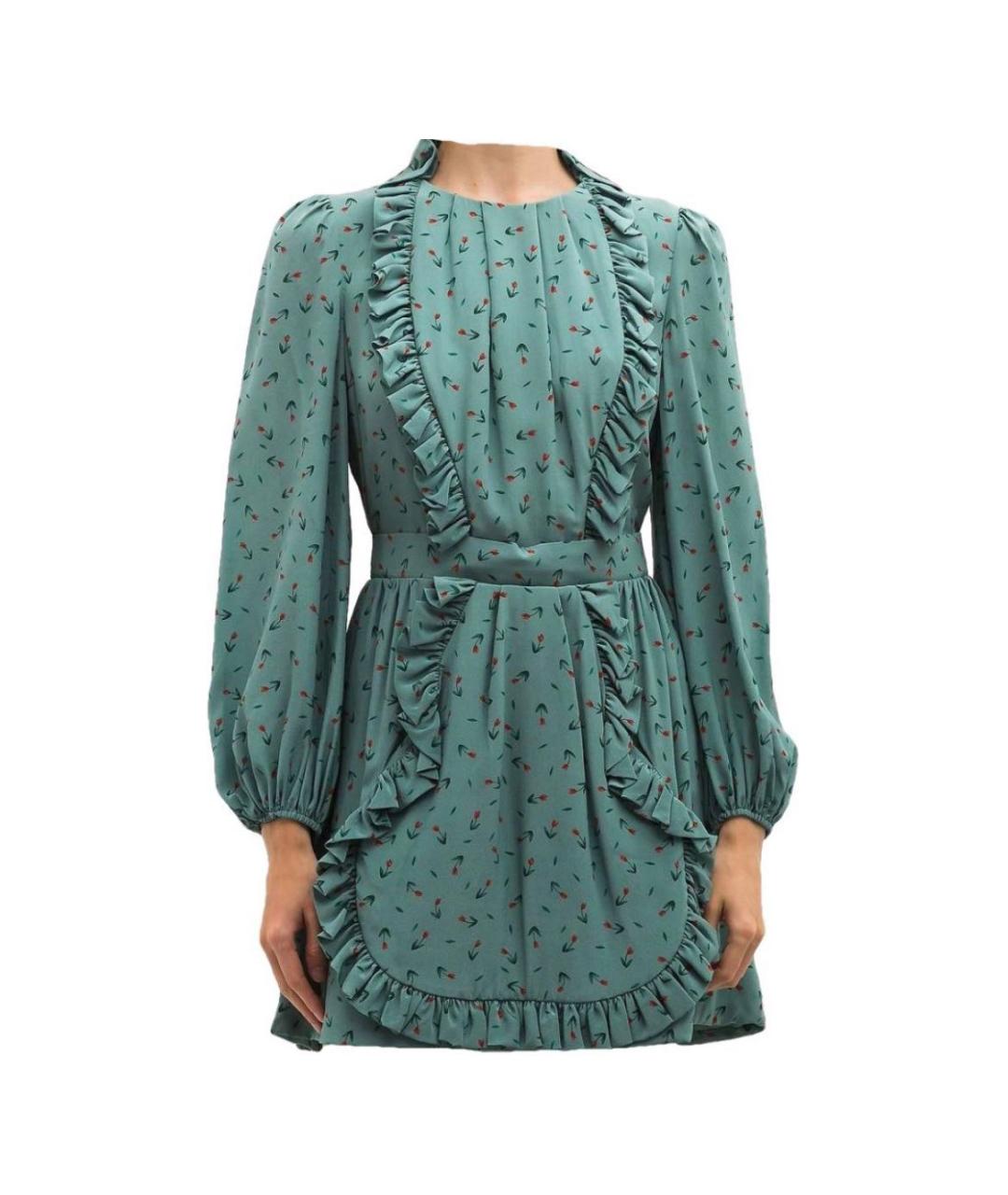 ULYANA SERGEENKO Бирюзовое шелковое платье, фото 5