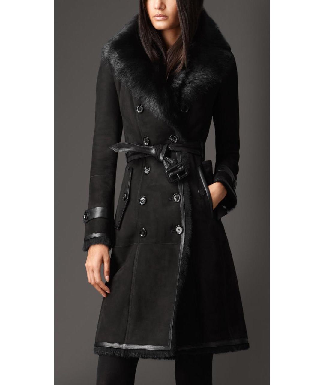 BURBERRY Черная меховая дубленка, фото 4