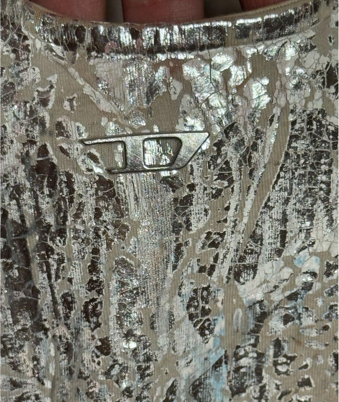 DIESEL Серебряное хлопковое коктейльное платье, фото 4