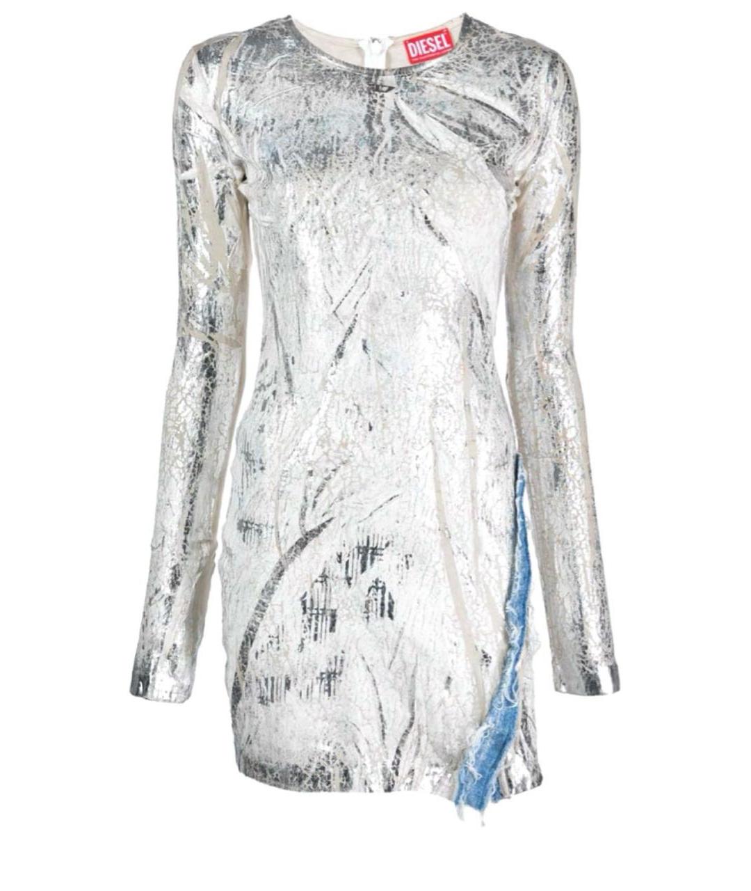 DIESEL Серебряное хлопковое коктейльное платье, фото 9
