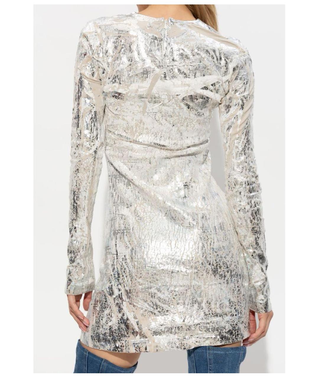 DIESEL Серебряное хлопковое коктейльное платье, фото 2