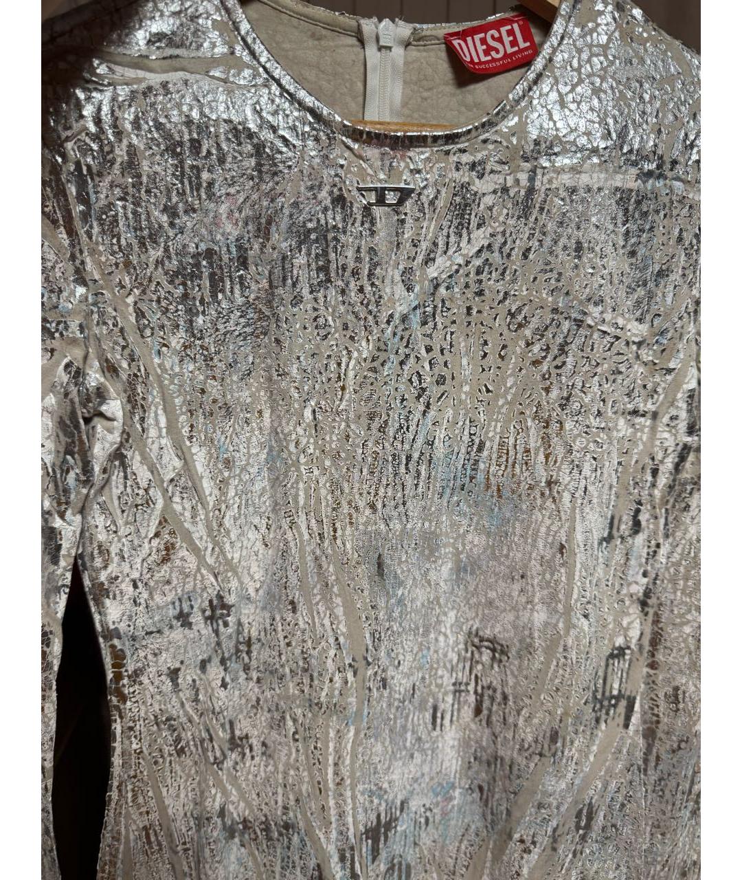 DIESEL Серебряное хлопковое коктейльное платье, фото 7