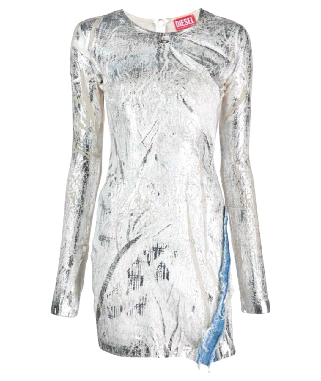 DIESEL Серебряное хлопковое коктейльное платье, фото 1