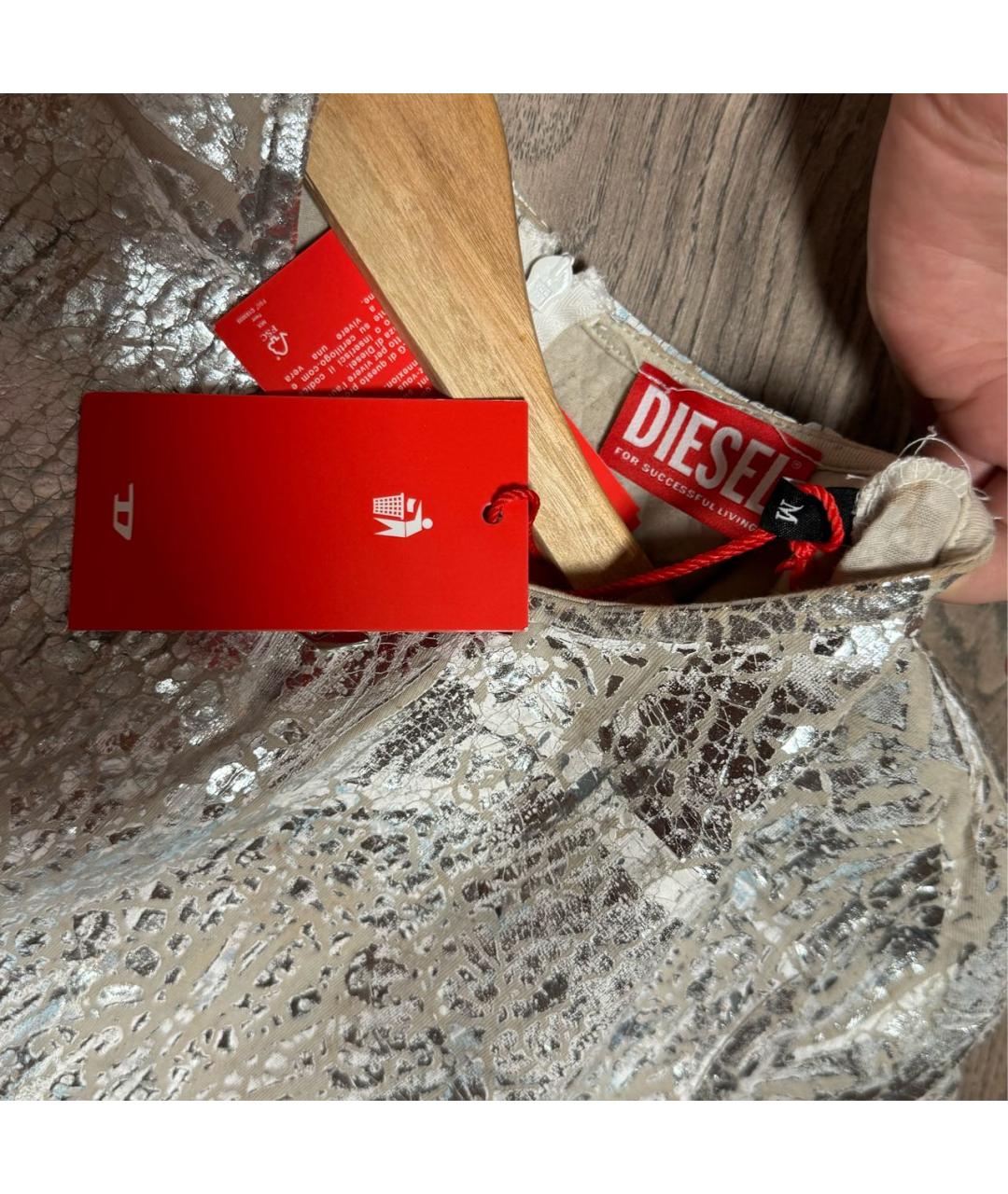 DIESEL Серебряное хлопковое коктейльное платье, фото 3