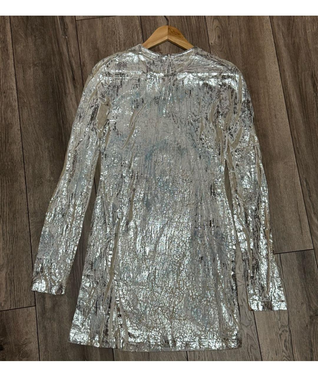 DIESEL Серебряное хлопковое коктейльное платье, фото 5