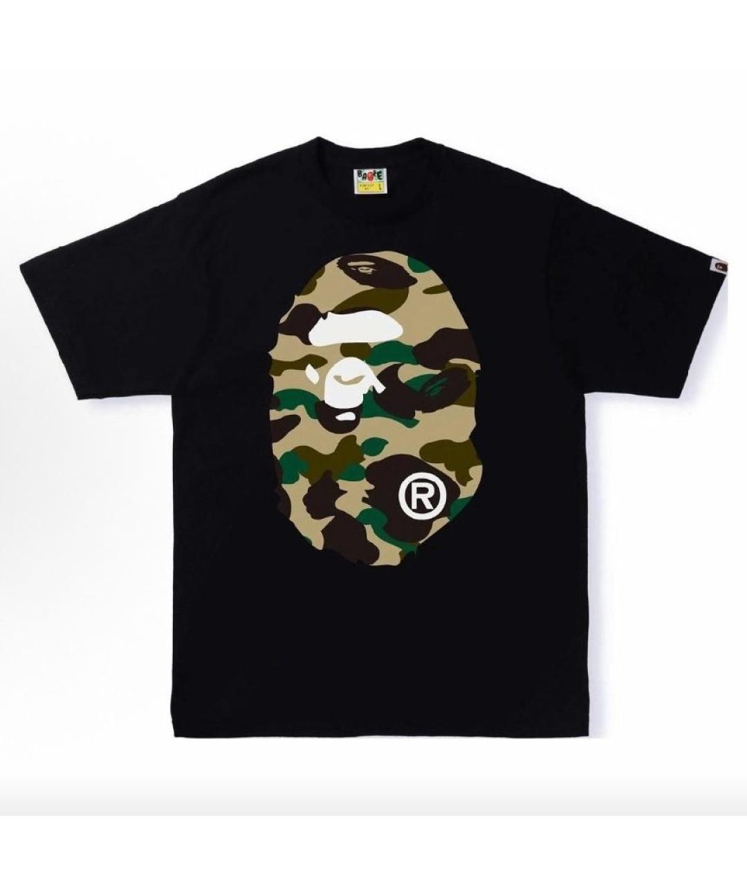 A BATHING APE Черная хлопковая футболка, фото 4