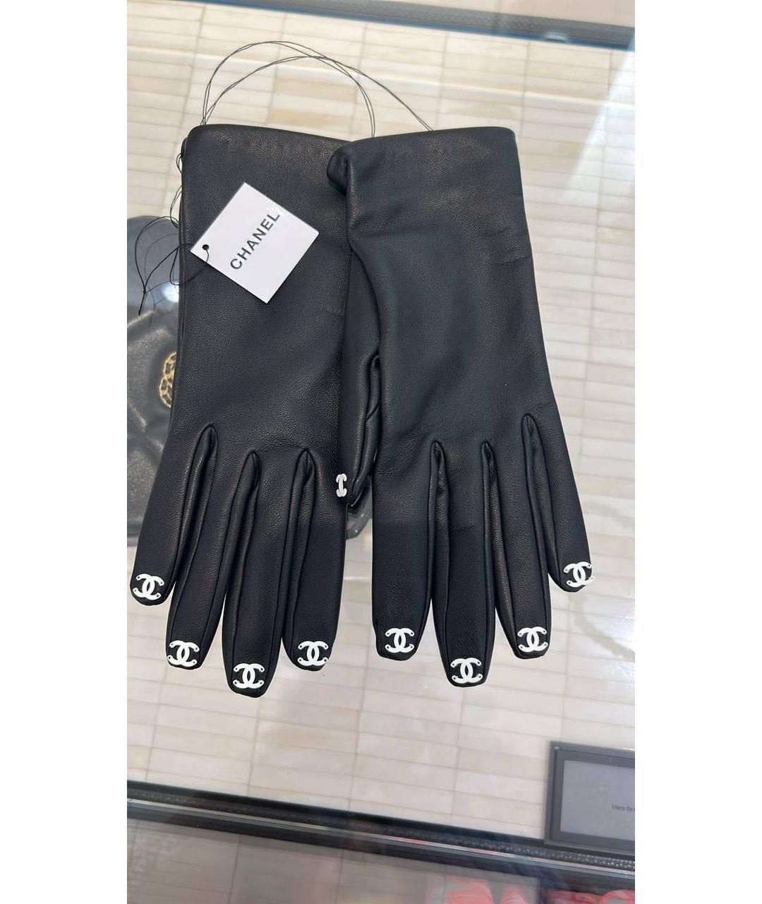 CHANEL Черные кожаные перчатки, фото 2