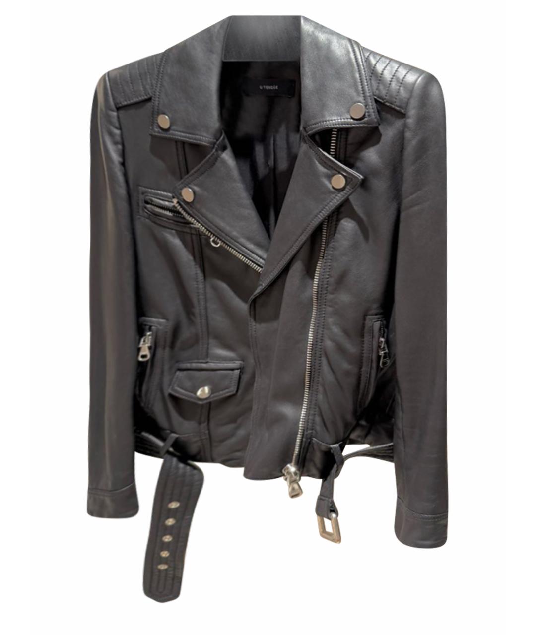 PEUTEREY Черная кожаная куртка, фото 1