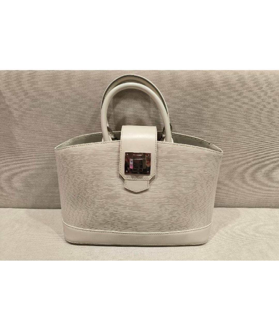 LOUIS VUITTON Бежевая кожаная сумка тоут, фото 10