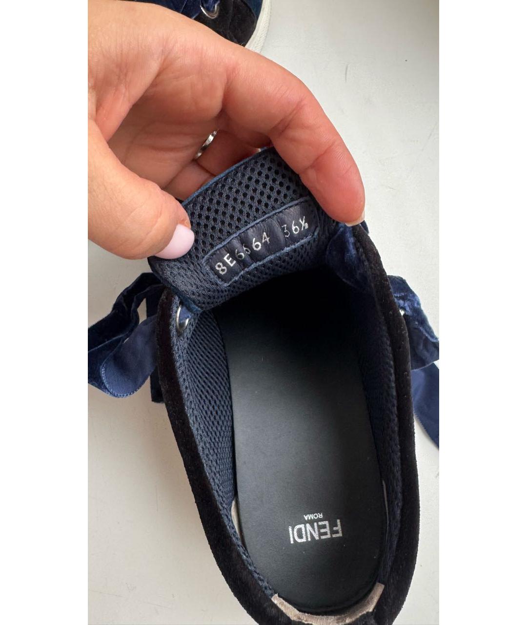 FENDI Темно-синие бархатные кеды, фото 6