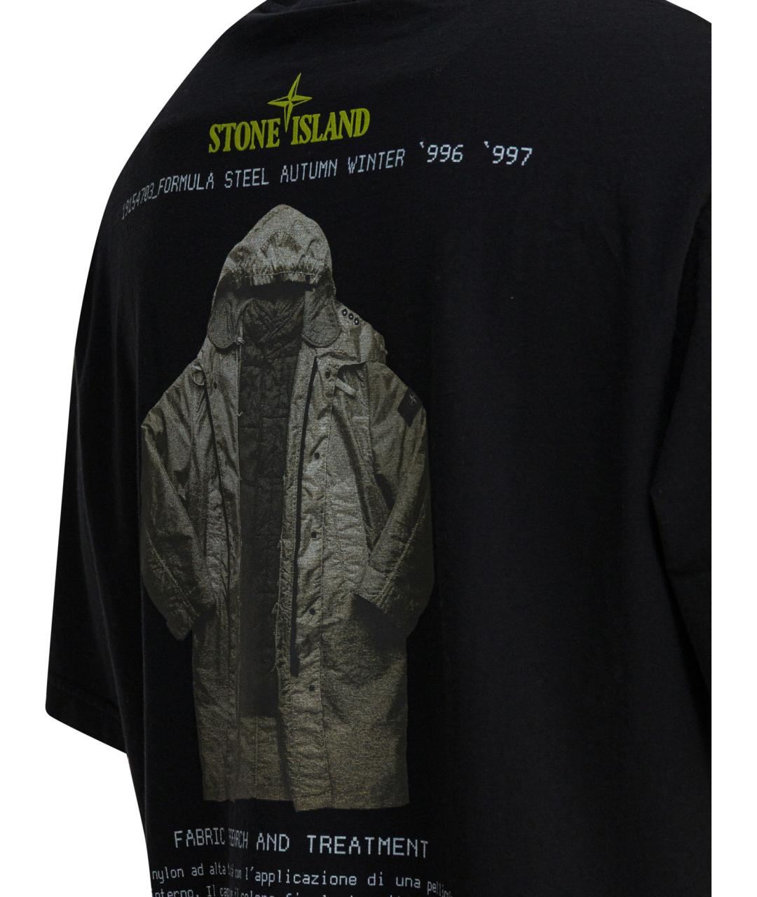 STONE ISLAND Черная хлопковая футболка, фото 2