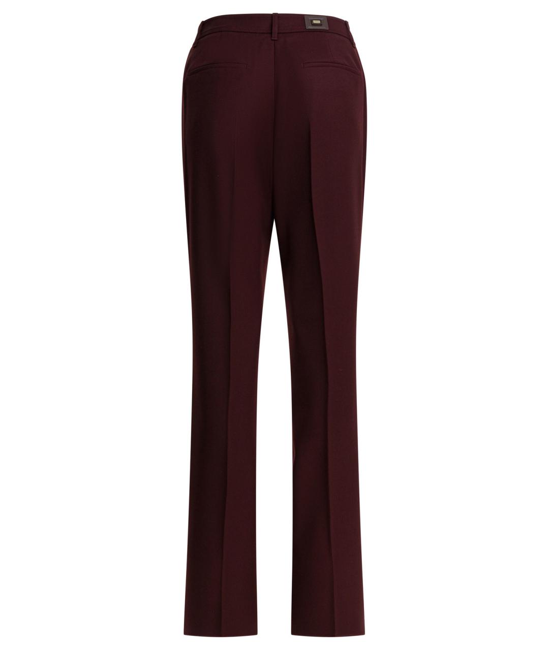 MAX MARA Бордовые шерстяные прямые брюки, фото 2
